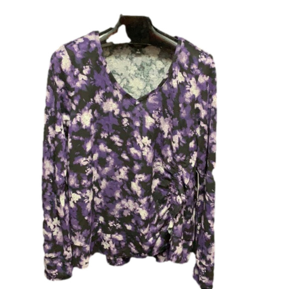 Simply Vera Vera Wang Rouched Ruffle Vneck NWT - Picture 1 of 6